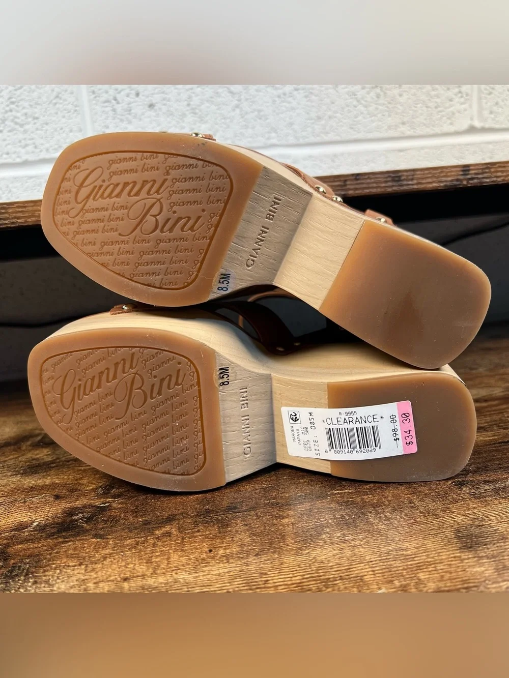 Gianni Bini Sandals High Wedge Platform Brown Leather Women's 8.5